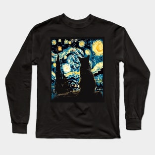 Cat Starry Night Glow Long Sleeve T-Shirt